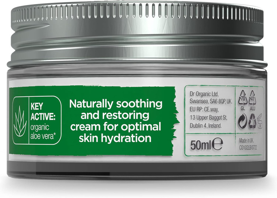 Dr Organic, Organic Aloe Vera Cream , Natural , Vegan , Cruelty Free , Paraben & Sls Free , Dry Skin , Sensitive Skin, 50Ml

Size: 50 Ml (Pack Of 1)