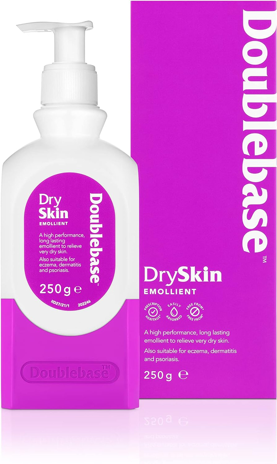 Doublebase Dry Skin Emollient. Clinically Proven Moisturiser For Eczema, Psoriasis And Dermatitis Treatment. Body Cream For Dry Skin Relief, 250G Pump Pack