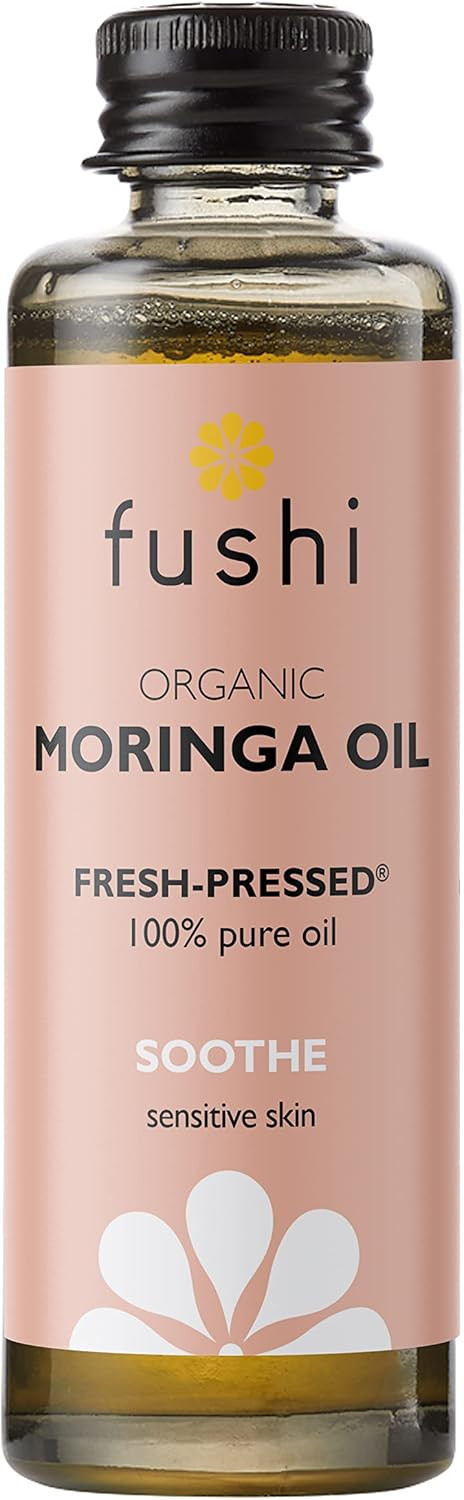 Fushi Moringa Seed Oil, Virgin & Fresh-Pressed, Best for Dry Skin, Redness, Fine Lines, Moisturising, Antibacterial, Antioxidant, Nourishing & Anti-ageing, Ethical, Vegan & Made in The UK, 50 ml