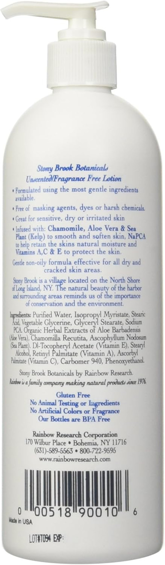 Stony Brook Body Lotion Unscented, 16 Fluid Ounce