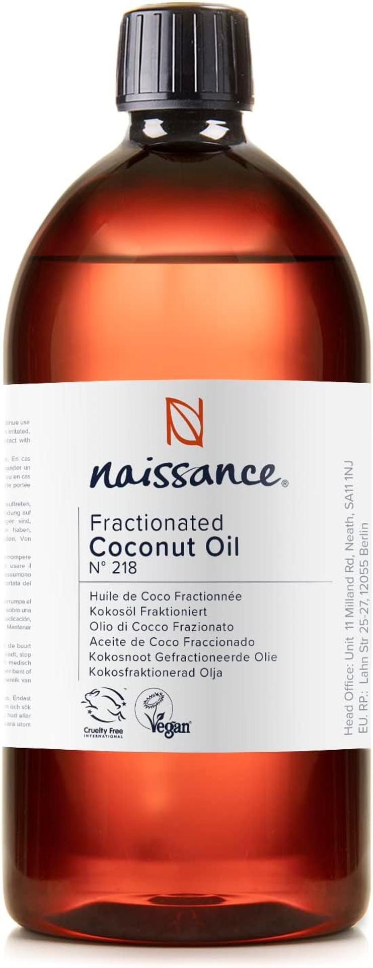 Naissance Liquid Fractionated Coconut Oil (No. 218) - 870Ml - 100% Pure Natural For Skin, Hair, Lip Gloss, Diy Beauty Recipes, Aromatherapy, Massage, Cuticules - Cruelty Free, Vegan

Size: 1 L (Pack Of 1)