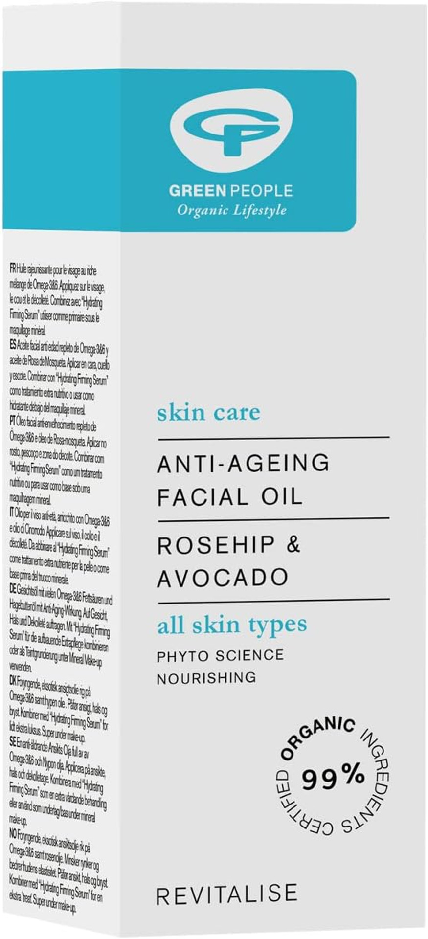 Green People Anti-Ageing Facial Oil 30Ml | Natural & Organic Face Oil | Rejuvenating, Light Facial Oil For Facial Massage With Gua Sha/Roller | Paraben Free & Ethyl Alcohol Free | Cruelty Free & Vegan