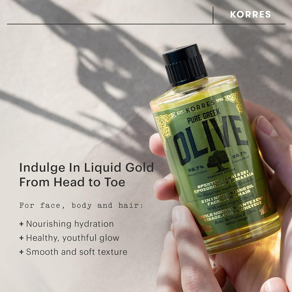 Korres Natural Pure Greek Olive 3 In 1 Nourishing Oil 100 Ml, Vegan