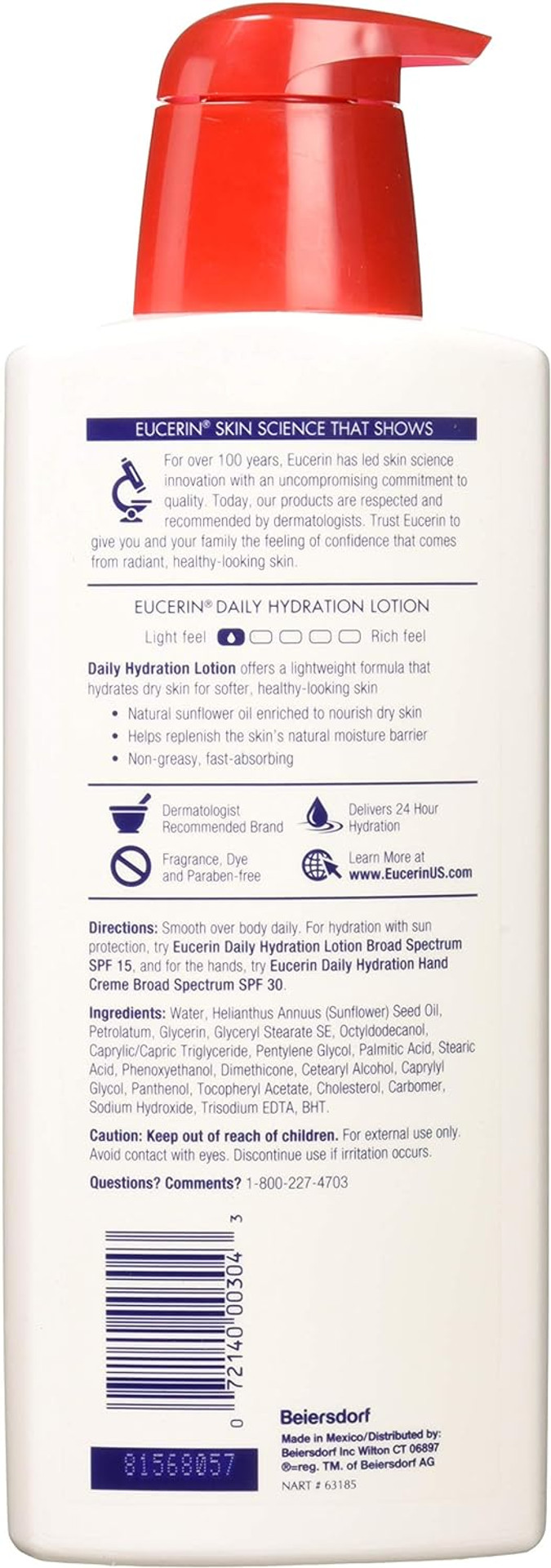 Eucerin Daily Replenishing Moisturizing Lotion Fragrance Free 16.9 Oz (2 Pack)
