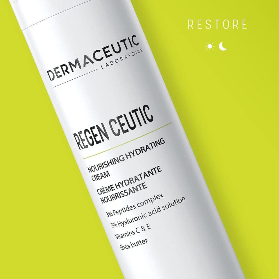 Dermaceutic Regen Ceutic - Skin Recovery Cream for sensitive and dehydrated skin - Skin repair cream with Hyaluronic acid, Peptides, Vitamin C and E and Shea butter - 40ml