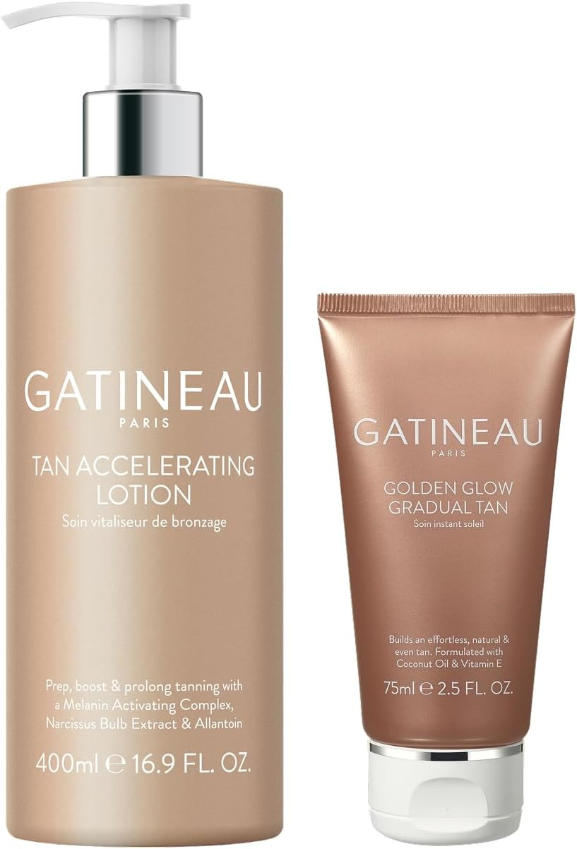 Gatineau - Tan Accelerating Lotion (400ml) + Golden Glow Gradual Tan (75ml) Duo Set, Total Body Glow, Natural Tanning For Face and Body