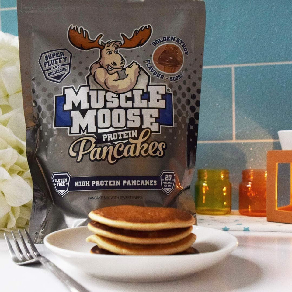 Muscle Moose Protein Pancake Mix 26g Protein Light Fluffy Texture - Golden Syrup Flavour, 500g (Makes 20 x Pancakes)