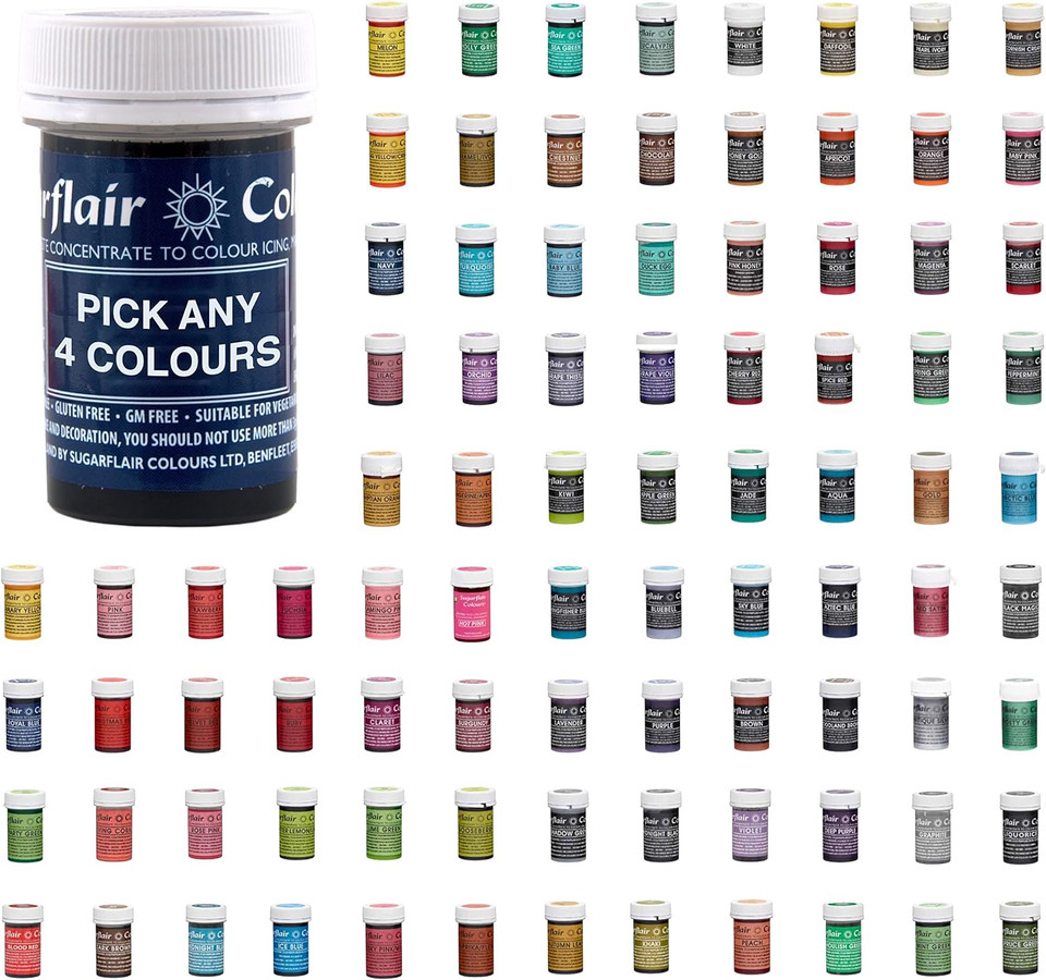 Sugarflair Colours Pick Any 4 Concentrated Spectral, Pastel & Satin Pastes 25G