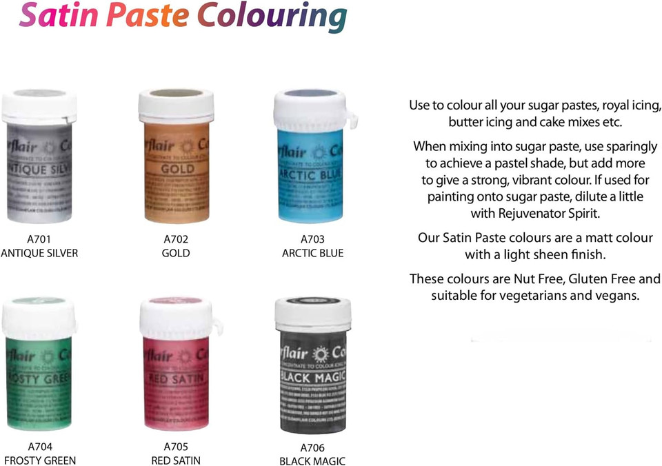 Sugarflair Colours Pick Any 4 Concentrated Spectral, Pastel & Satin Pastes 25G