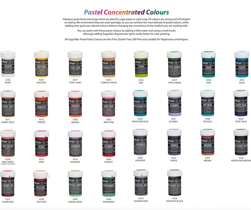 Sugarflair Colours Pick Any 4 Concentrated Spectral, Pastel & Satin Pastes 25G