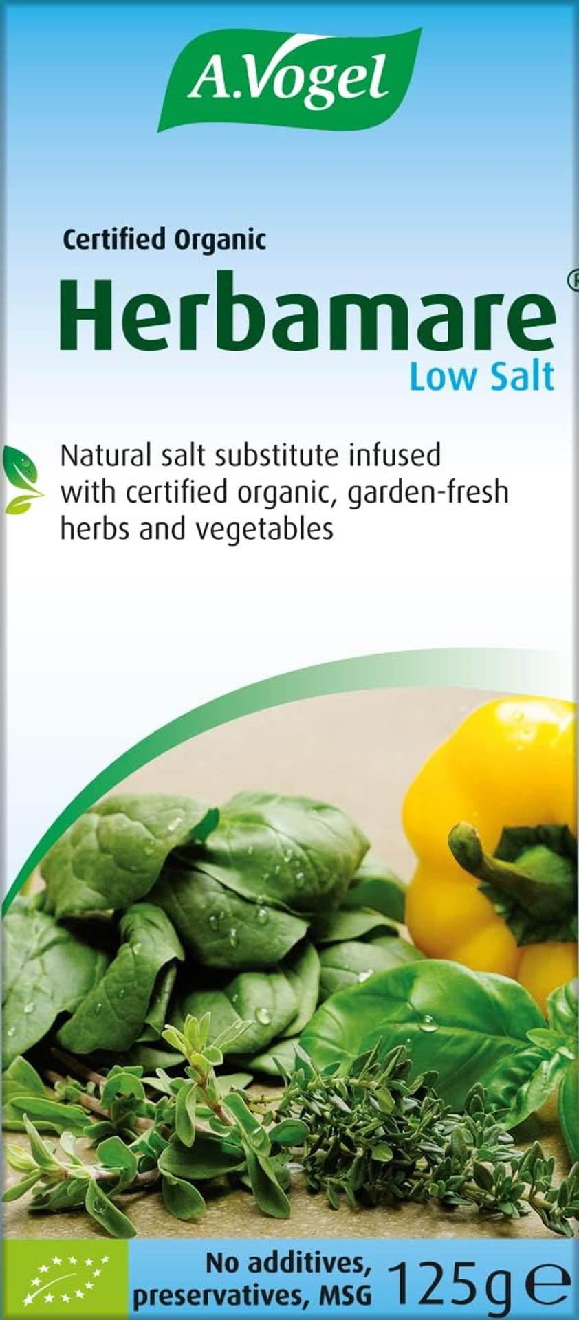 A.Vogel Herbamare Low Salt 125G | Potassium Chloride & 14 Different Fresh Organic Vegetables & Herbs | Season & Add Flavour To Cooking