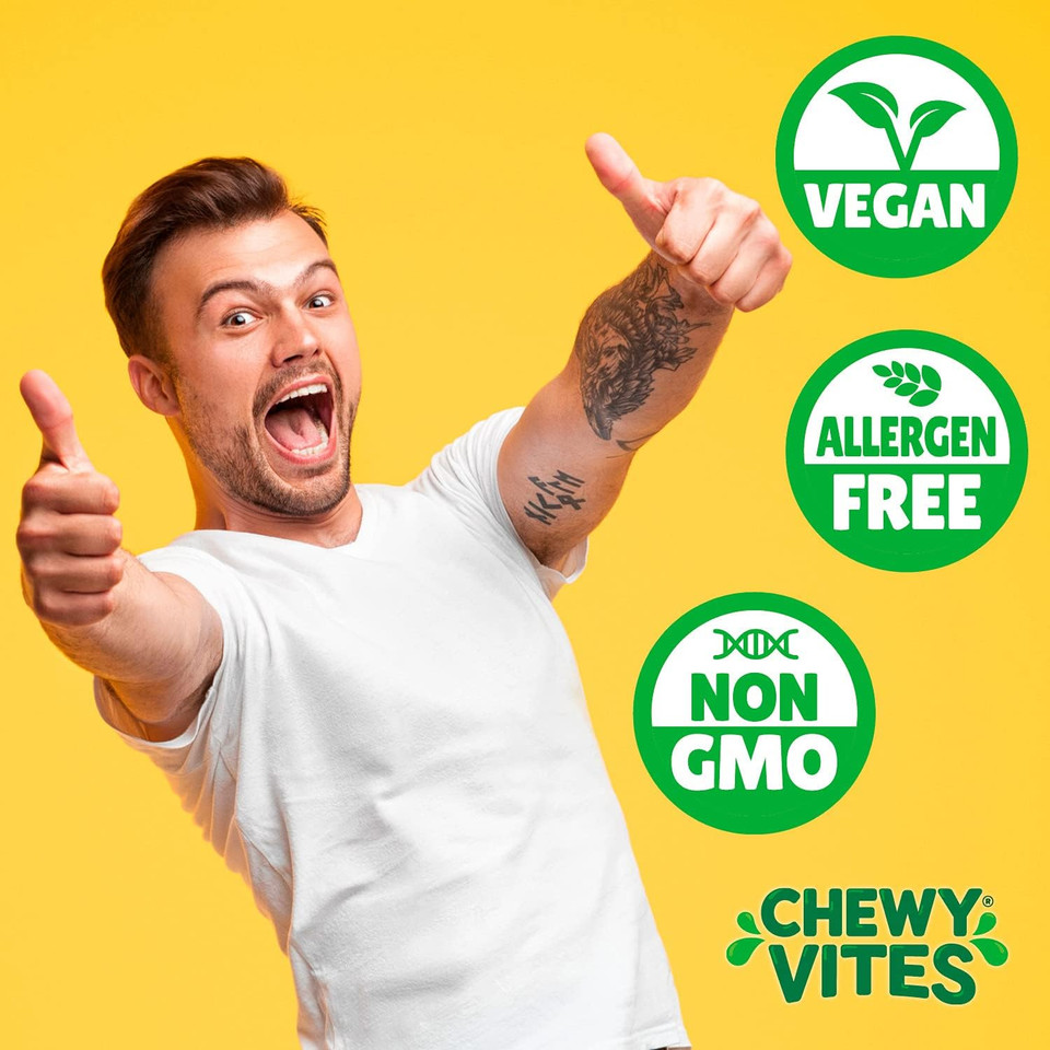 Chewy Vites Adults, High Strength Vit D3 60 Gummy Vitamins | 25 Micrograms 100 Iu | 2 Months Supply | Delicious Taste | Vegan | Real Fruit Juice