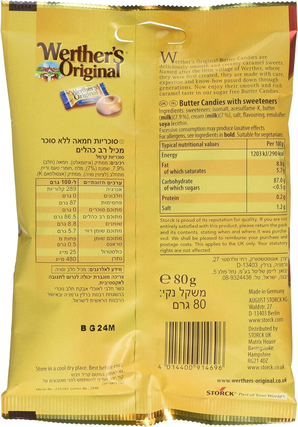 Werther'S Original Butter Candies, Sugar Free, Ideal For Christmas, 80 G (Pack Of 18)

Size: 80 G (Pack Of 18)