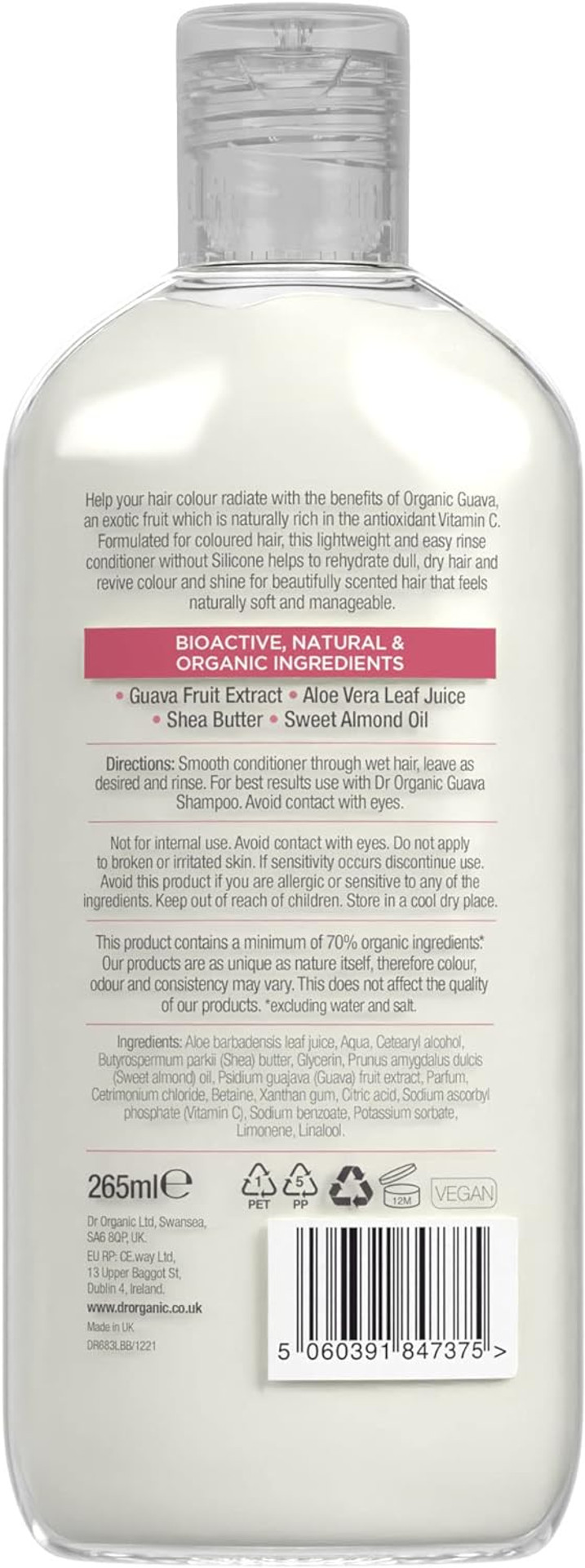 Dr Organic, Guava Conditioner, Vitamin C, Natural, Vegan, Coloured Hair, Cruelty Free, Paraben & Sls Free, 265Ml Dr Organic, Guava Conditioner, Vitamin C, Natural, Vegan, Coloured Hair, Cruelty Free, Paraben & Sls Free, 265Ml