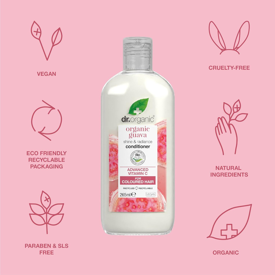 Dr Organic, Guava Conditioner, Vitamin C, Natural, Vegan, Coloured Hair, Cruelty Free, Paraben & Sls Free, 265Ml Dr Organic, Guava Conditioner, Vitamin C, Natural, Vegan, Coloured Hair, Cruelty Free, Paraben & Sls Free, 265Ml