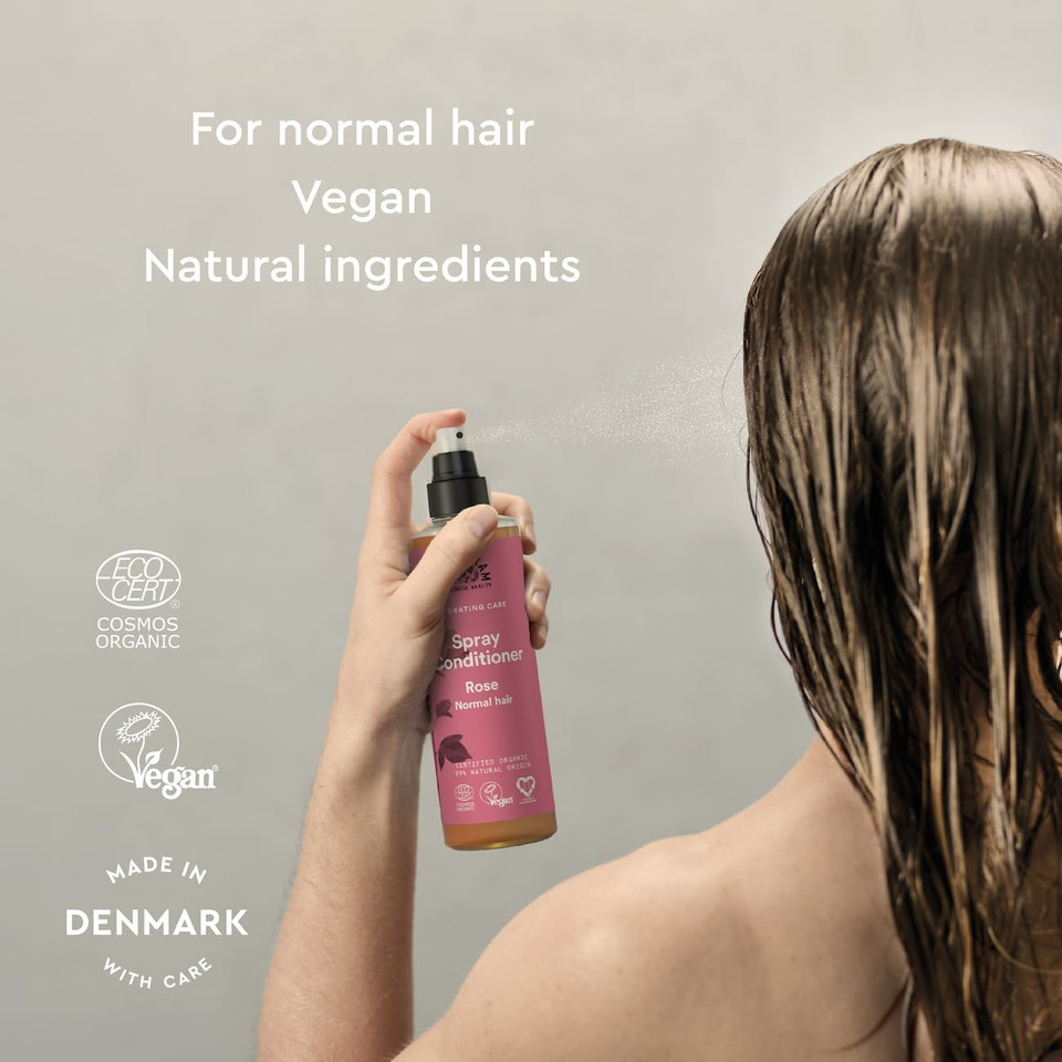 Urtekram Spray Conditioner - Rose - Normal Hair -Vegan, Organic, Hyaloronic Acid, Natural Origin, 250 ml