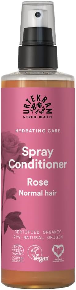 Urtekram Spray Conditioner - Rose - Normal Hair -Vegan, Organic, Hyaloronic Acid, Natural Origin, 250 ml