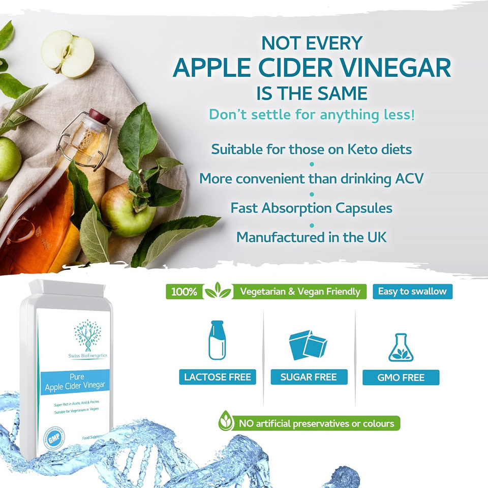 Pure Apple Cider Vinegar 120 Capsules  1500Mg Daily Dosage From 3 Capsules  Premium Quality Supplement Rich In Acetic Acid And Pectins  No Additives Or Gmos, Uk Manufactured