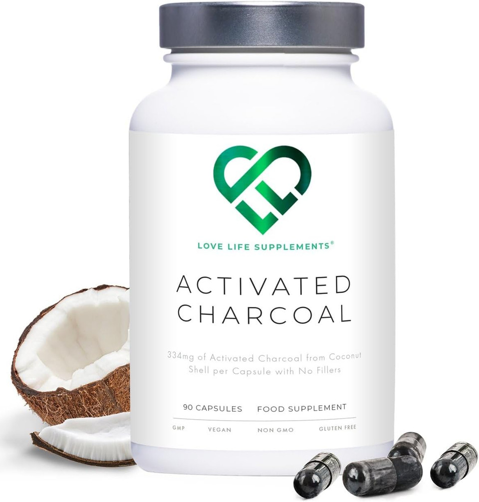 High Strength Activated Charcoal Capsules | 334mg Per Capsule (not Tablets) | 3 Month Supply | for Bloating Relief, Gas, Digestion, Flatulence, Detox | 100% Coconut Charcoal