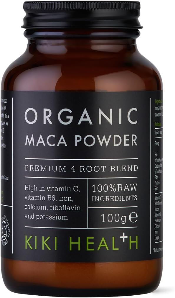 KIKI Health Organic Maca Powder | Premium Peruvian Superfood from Peru | Nutrient-Rich Adaptogenic Maca Root Blend | Natural Energy Boost & Hormonal Balance | Versatile & Easy to Use - 100g