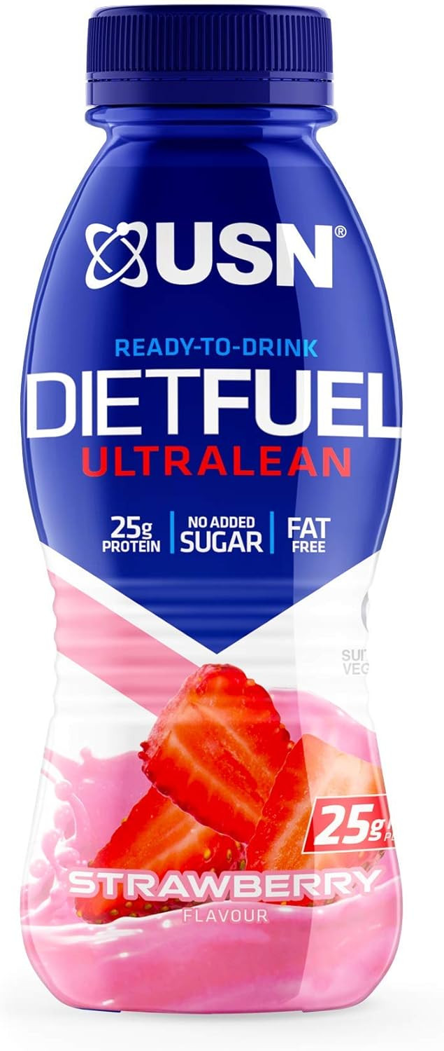 Usn Diet Fuel Ultralean Pre-Mixed & Ready To Drink Meal Replacement Shake Bottles: 8 X 310Ml Strawberry