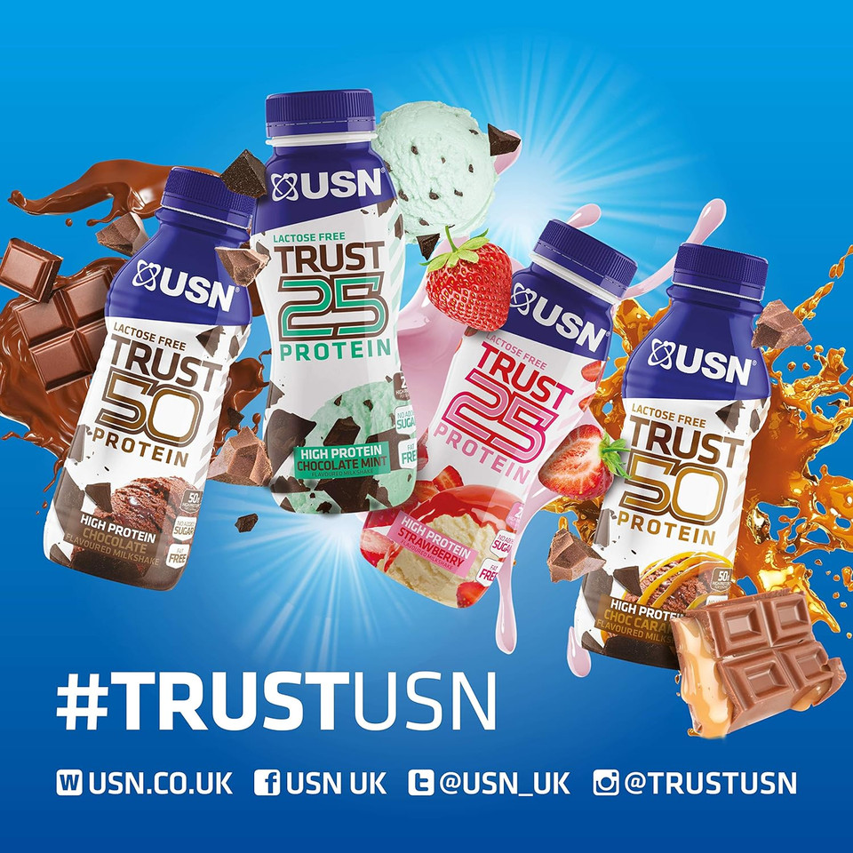 USN Trust 50 Pre-mixed & Ready to Drink Protein Shake Bottles: 6 x 500 ml Banana High Protein Recovery Drinks