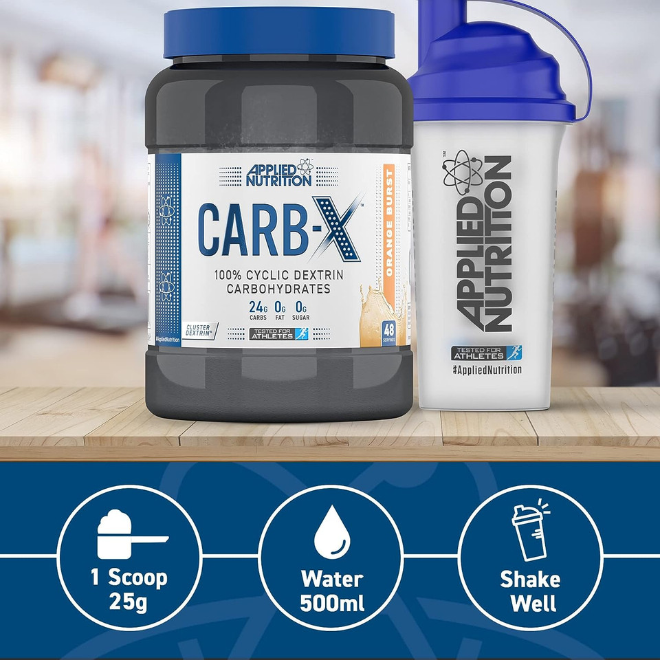 Applied Nutrition Bundle Carb X 1.2Kg + Lifestyle Water Bottle 1000Ml | Cyclic Dextrin Carbohydrate Powder, Intra Workout Carb Powder, Fuel Training, Quick Source Of Energy, Vegan (Fruit Burst)
