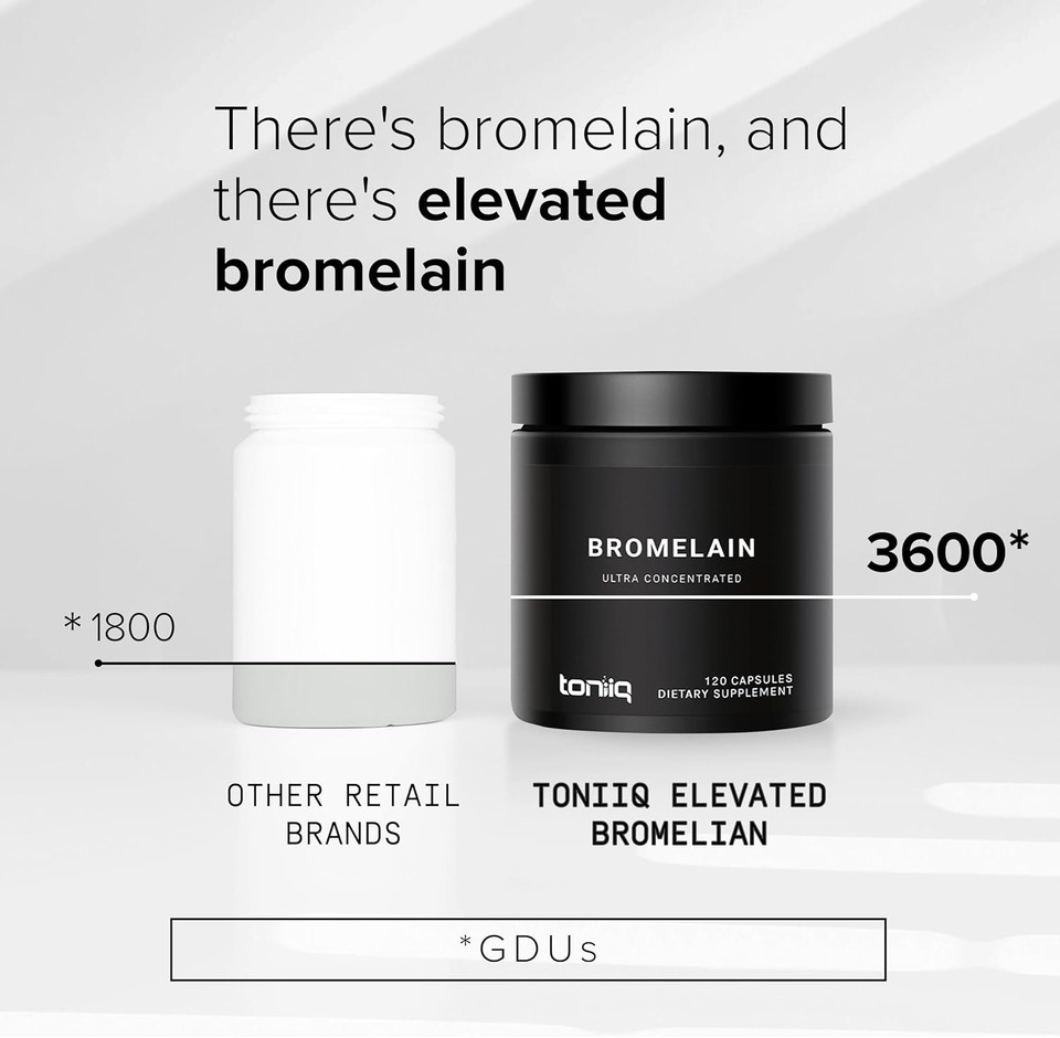 Ultra High Strength Non-Gmo Bromelain Capsules - 3600 Gdu/Gram - Highly Concentrated And Bioavailable - 500Mg Formula - 120 Veggie Capsules