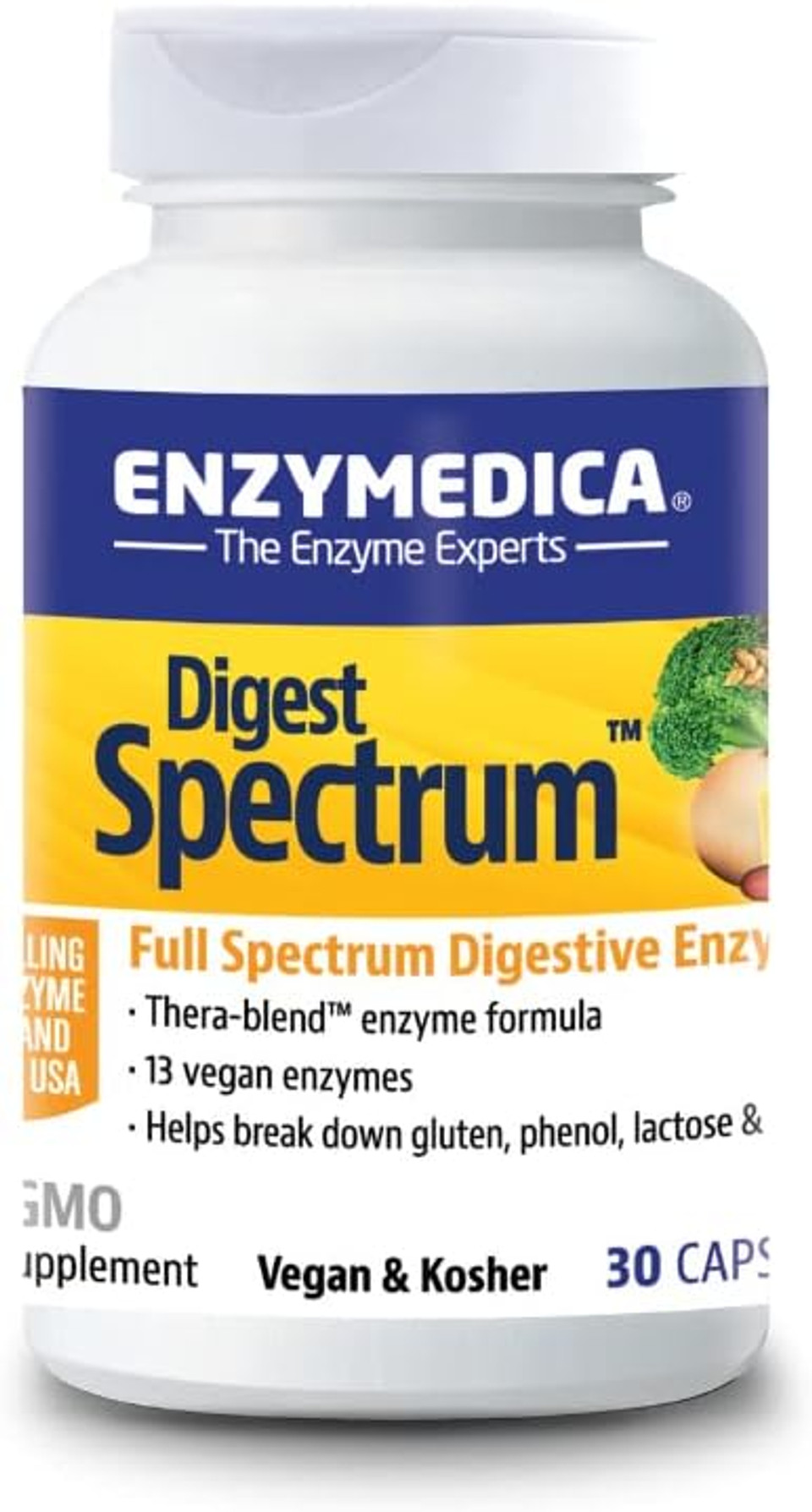 Enzymedica - Digest Spectrum (30 Capsules) | Food Intolerance Digestive Enzymes Supplement | Digestive Enzyme Blend For Multiple Food Intolerances, Nutrient Supplements, Vegan, Dairy Free, Gluten Free

Size: 30 Count (Pack Of 1)
