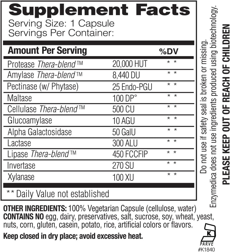 Enzymedica - Digest Basic (90 Capsules) | For Digestion Of Fibre, Carbs & Fats, Eases Bloating And Occsional Wind. Digestive Enzymes Supplements

Size: 90 Count (Pack Of 1)