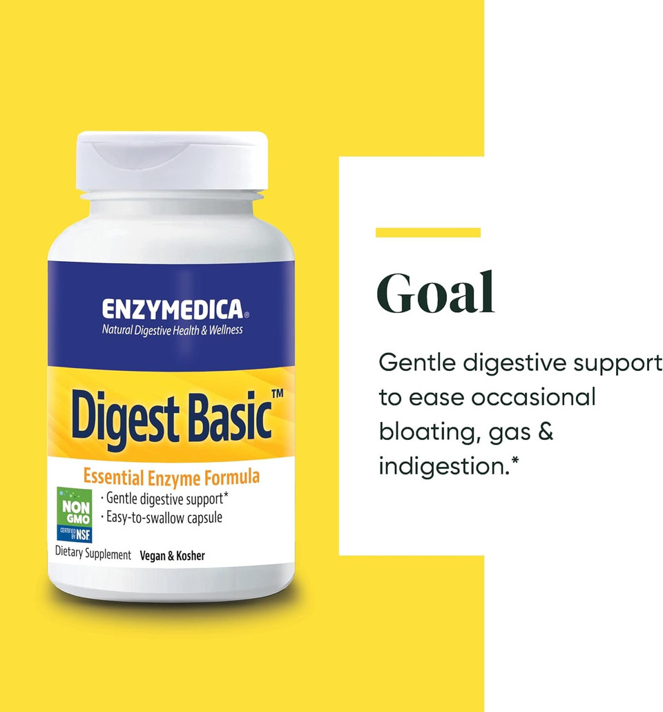 Enzymedica - Digest Basic (90 Capsules) | For Digestion Of Fibre, Carbs & Fats, Eases Bloating And Occsional Wind. Digestive Enzymes Supplements

Size: 90 Count (Pack Of 1)