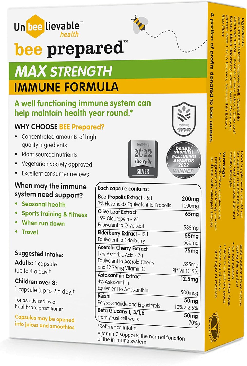 Unbeelievable Health Bee Prepared Max Strength Immune System Formula - Created by Nutritional Experts - Contains Bee Propolis, Elderberry and More  Immunity Support Supplement
