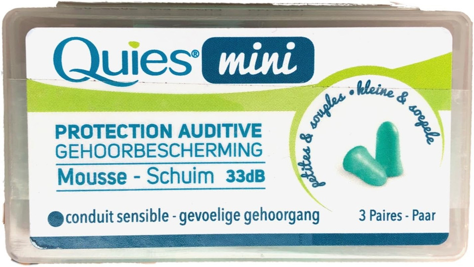 Quies Mini Foam Ear Protectors 3 Pairs For Sensitive Ducting Pack Of 3 Boxes Of 3 Pairs (3)
