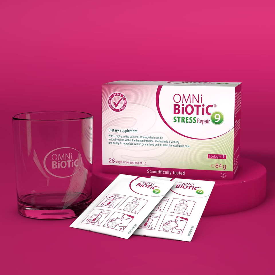 Omni Biotic Stress Repair | 28 Sachets (84G) | 9 Bacterial Strains | 15 Billion Bacteria Per Daily Dose | Powder | Vegan | Gluten-Free | Lactose-Free | For Daily Use