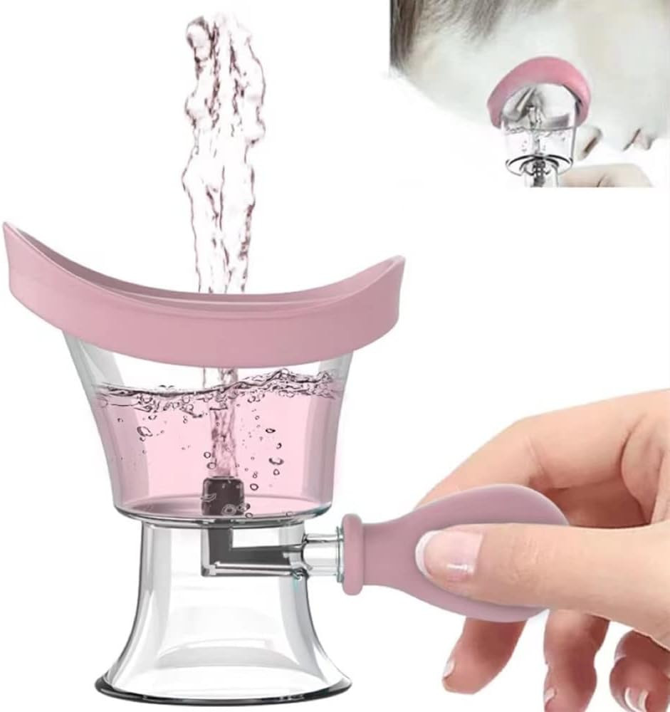 Eye Wash Cup,Eye Wash Cleaner Kit Silicon Manual Air Pressure Eye Cleaning Cup Tool Effective Eye Rinse Clean Dust Makeup Irritants,Transparent With Storage Container Eye Cup Soothing Tired (Pink)
Color: Pink