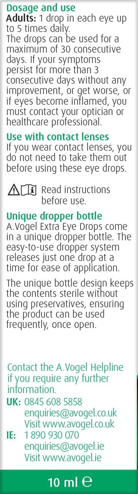 A.Vogel Extra Moisturising Eye Drops | 300 Drops | for Very Dry and Irritated Eyes | Contact Lens Friendly | Preservative Free | with Euphrasia & Hyaluronic Acid | 10ml