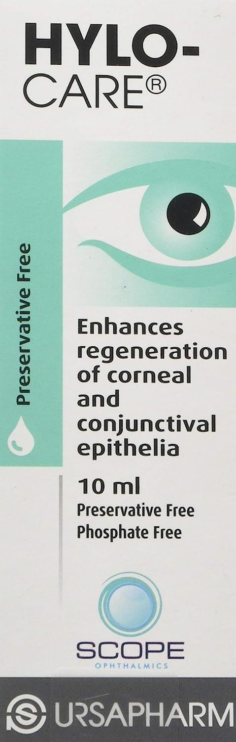 HYLO Care  Preservative Free Lubricating Eyedrops - with Sodium Hyaluronate and Dexpanthenol to Aid Healing of Eye Surface After Surgery or Injury - 10ml