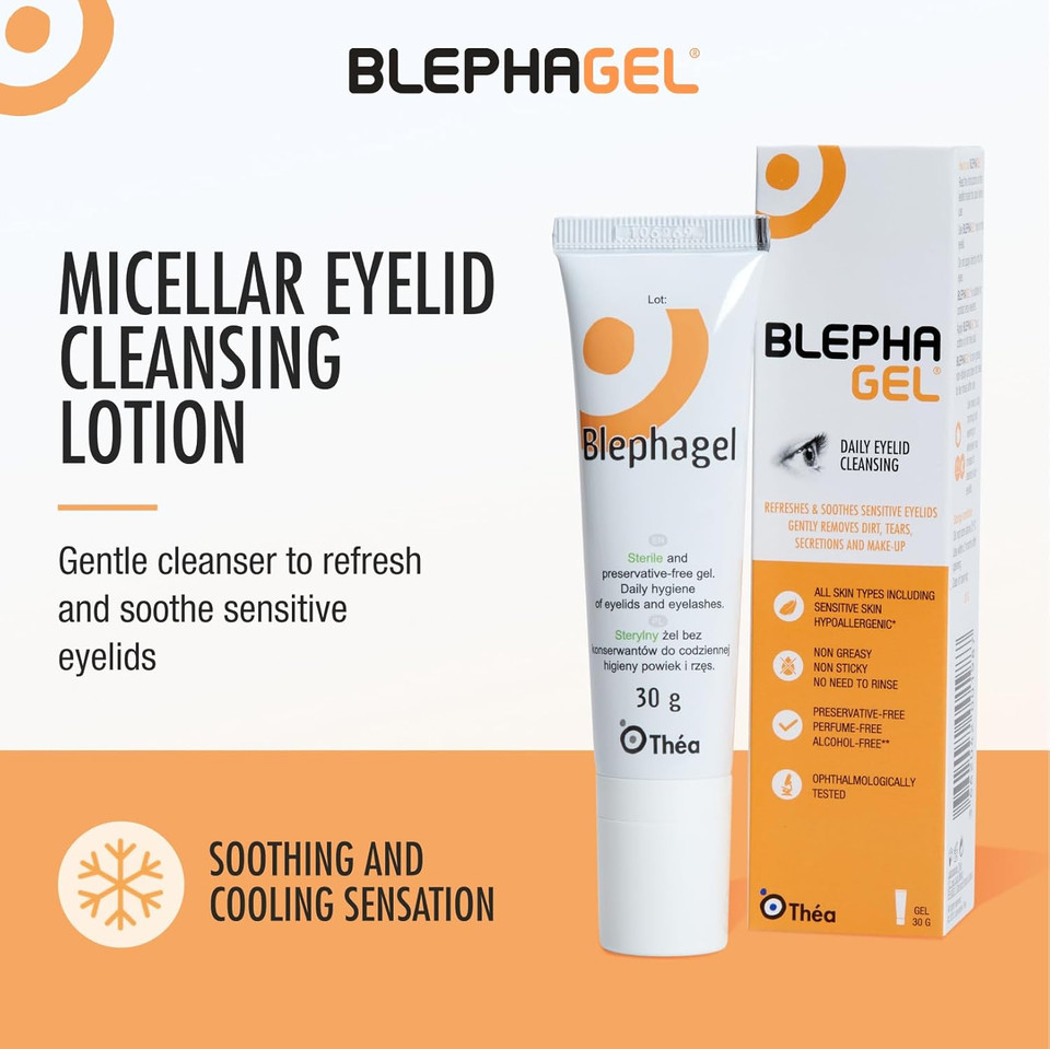Blephagel Daily Eyelid Cleansing Gel| Gentle Cleanser to Refresh and Soothe Sensitive Eyelids| Preservative-Free and Hypoallergenic* Formula| 30g Tube