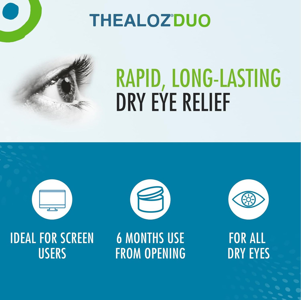 Thealoz Duo Eye Drops - Rapid & Long-Lasting Relief for Dry, Tired & Sore Eyes | Gentle, Preservative-Free Formula | Suitable for Contact Lens Wearers | Pack of 2 x 10ml (600 Drops) Thealoz Duo Eye Drops - Rapid & Long-Lasting Relief for Dry, Tired & Sore Eyes | Gentle, Preservative-Free Formula | Suitable for Contact Lens Wearers | Pack of 2 x 10ml (600 Drops)