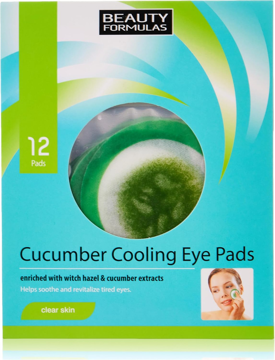 Beauty Formulas Clear Skin Cucumber Cooling Eye Pads 12'S