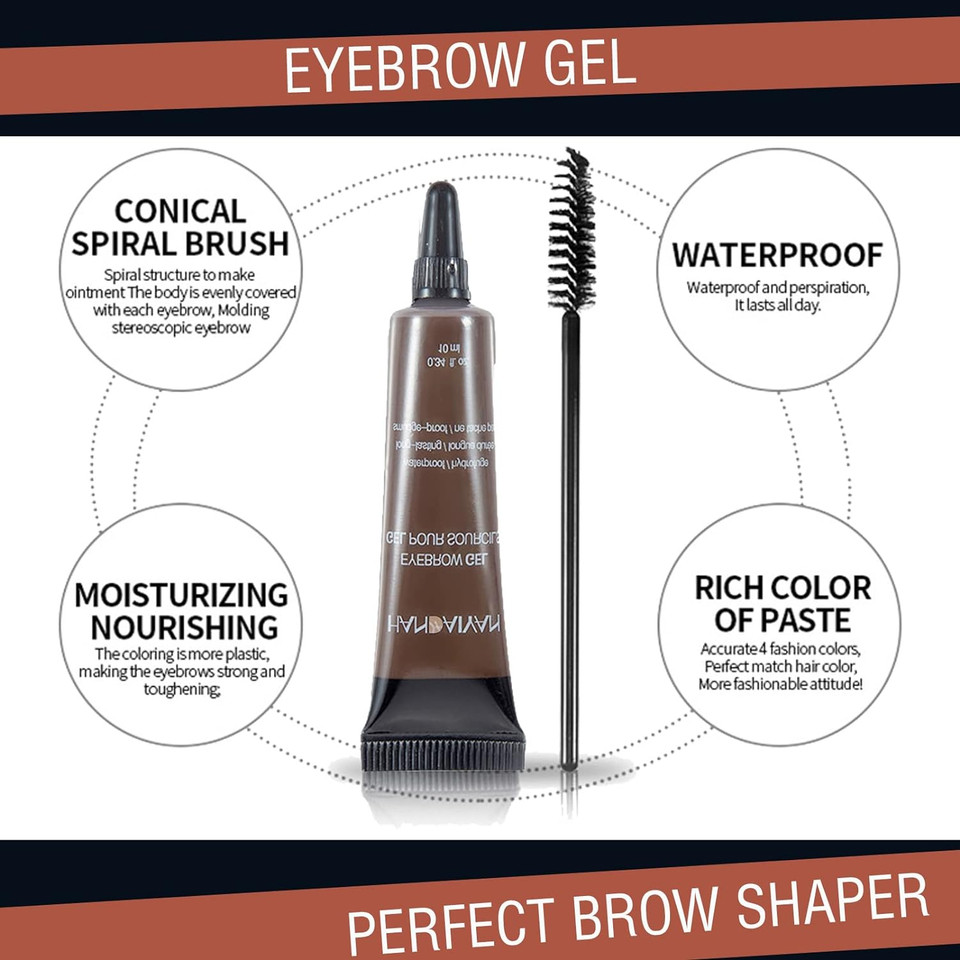 Eyebrow Tint Kit, Semi-Permanent Eyebrow Gel, High Pigment Eyebrow Pomade Coffee Brown Brow Cream Waterproof & Long Lasting Formula Eyebrow Tattoo Makeup Tint (#02)
Color: 02-Caramel