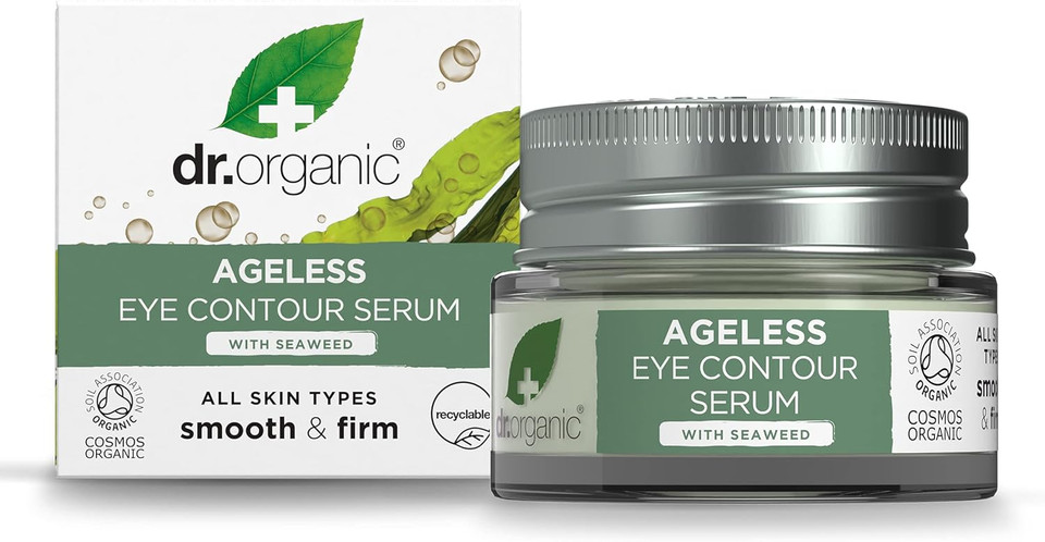 Dr Organic Ageless Eye Contour Serum With Organic Seaweed, New,Moisturising, Fine Lines, Wrinkles, Natural, Vegan, Cruelty-Free, Paraben & Sls-Free, Recycle &Recyclable, Certified Organic, 15Ml