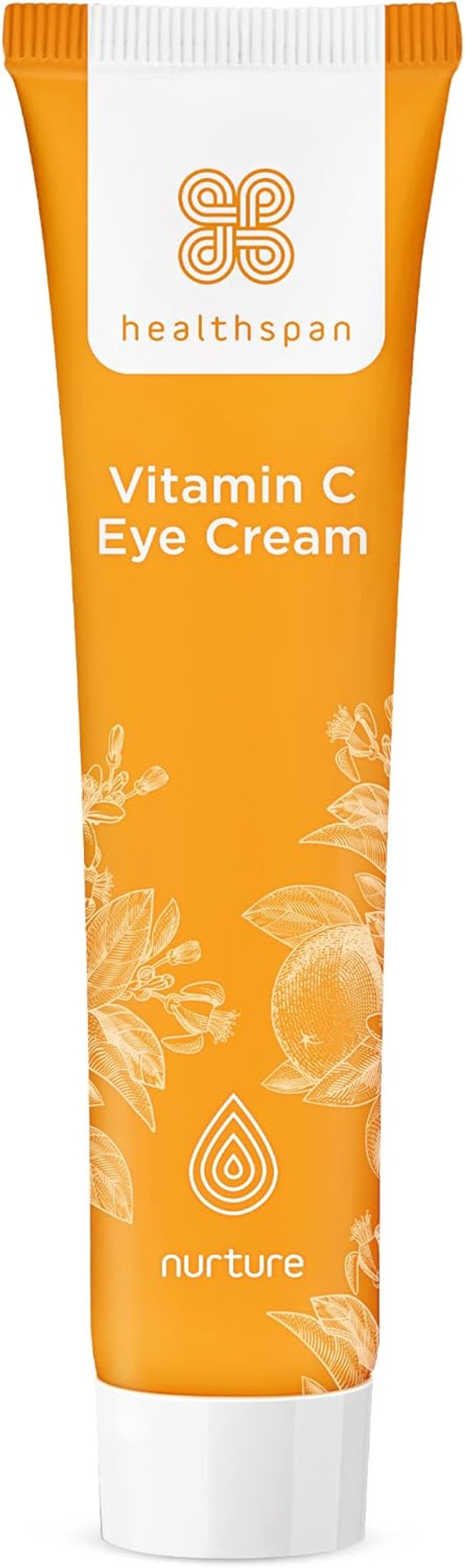 Healthspan Vitamin C Eye Cream (15ml) | 3 sources of Vitamin C with Caffeine, Hyaluronic Acid & Vitamin E | Brightening Eye Cream | Reduces the appearance of puffiness & smooth skin | Vegan
