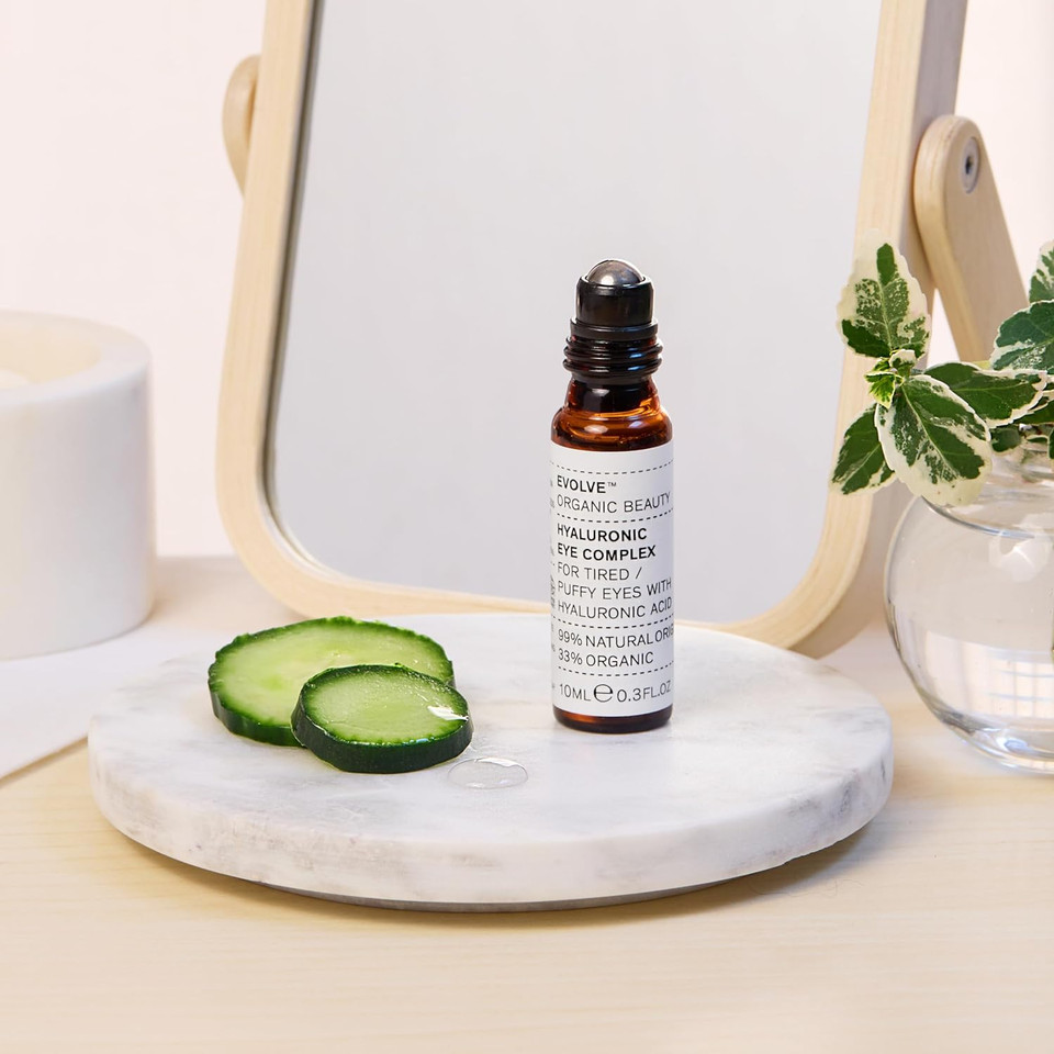 Evolve Organic Beauty - Natural Hyaluronic Eye Complex With Hyaluronic Acid, Tuberose Plant Cells, Cucumber Extract | Certified Vegan Clean Beauty (0.3 Fl Oz | 10 Ml) - For All Skin Types