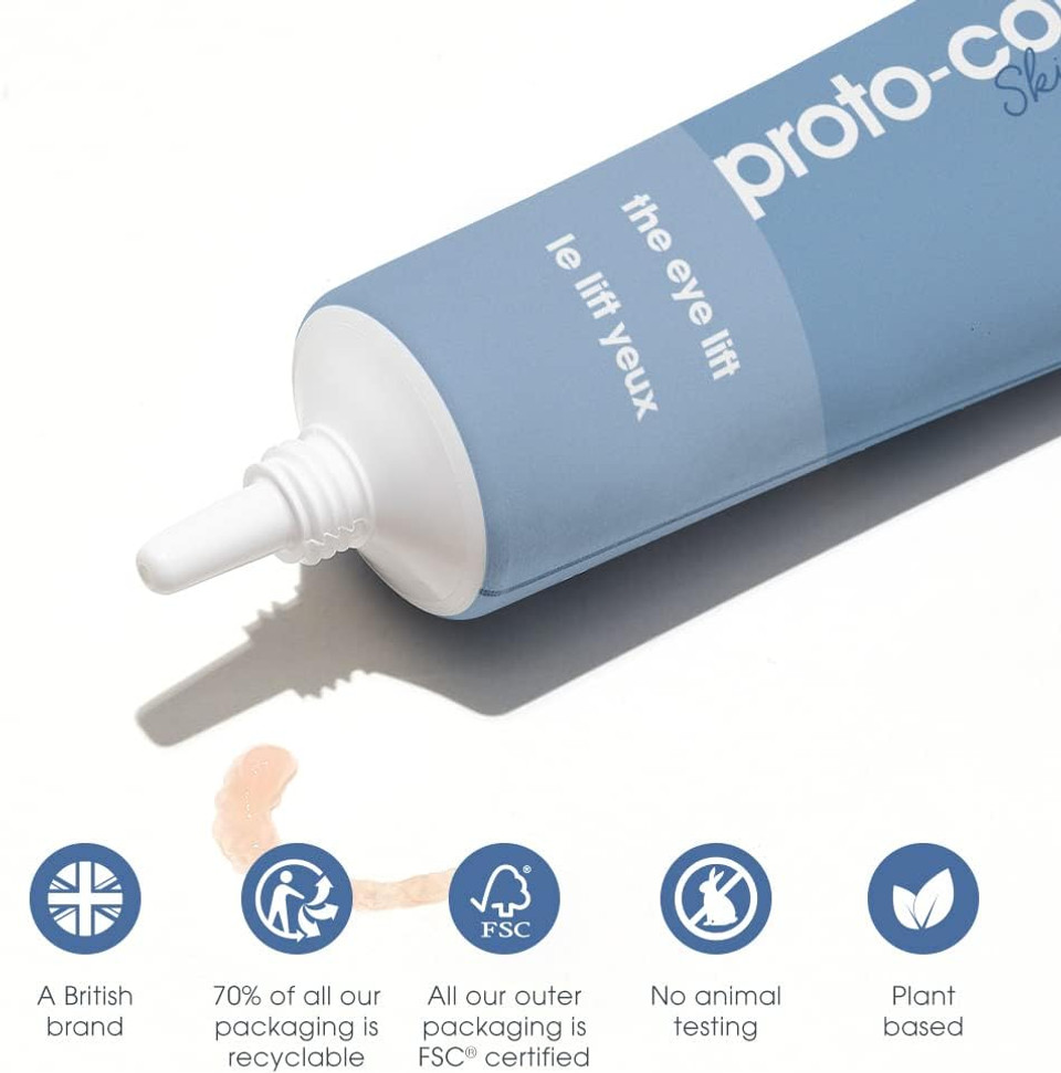 Proto-col - The Eye Lift Collagen Serum, Brightens and Lifts Wrinkles, Puffy Bags and Dark Circles in 3 Minutes, Vegan Collagen and Hyaluronic Acid - 15ml