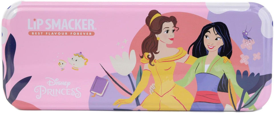 Lip Smacker Disney Princess Artisan Picnic Beauty Tin, Magical 3-Tier Make-Up Set Including 16 Lip Glosses, 8 Shimmer Creams, Make-Up Applicators And Hair Accessories For Your Kids' Princess Look