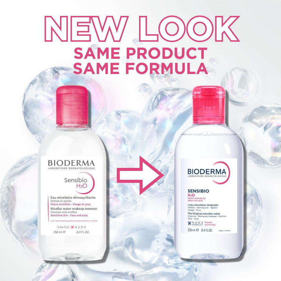 Bioderma Sensibio H2O - Soothing Micellar Water Protects Dry & Sensitive Skin, Cleanser Removes Impurities, Pollution & Pollen, Gentle Makeup Remover, 250ml