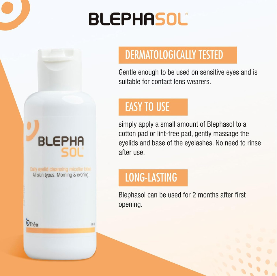 2 x Blephasol Micellar Eyelid Cleansing Lotion | Effective and Gentle Cleansing for Make-Up Removal, Inflamed and Sensitive Eyelids | Soap & Alcohol-Free | Pack of 2 x 100 ml
