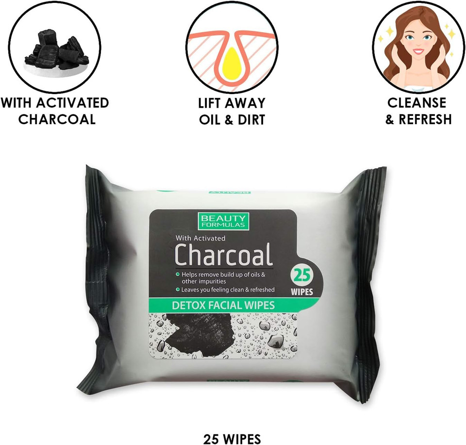 BEAUTY FORMULAS FACIAL WIPES CHARCOAL DETOX