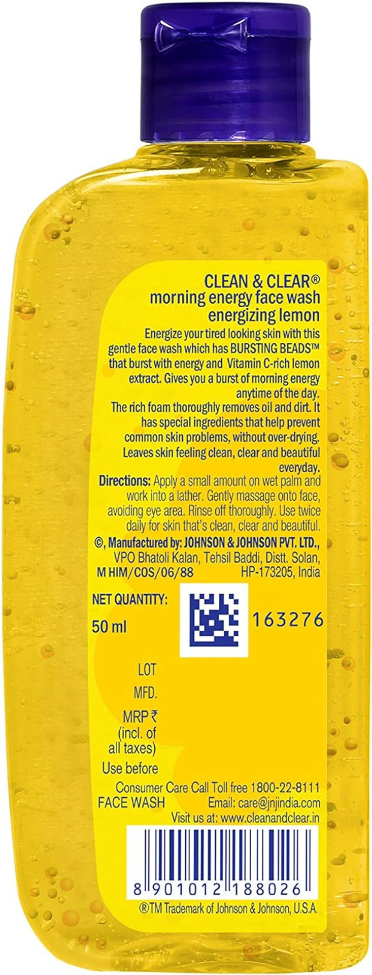 Clean & Clear Morning Energy Face Wash Energizing Lemon 50Ml